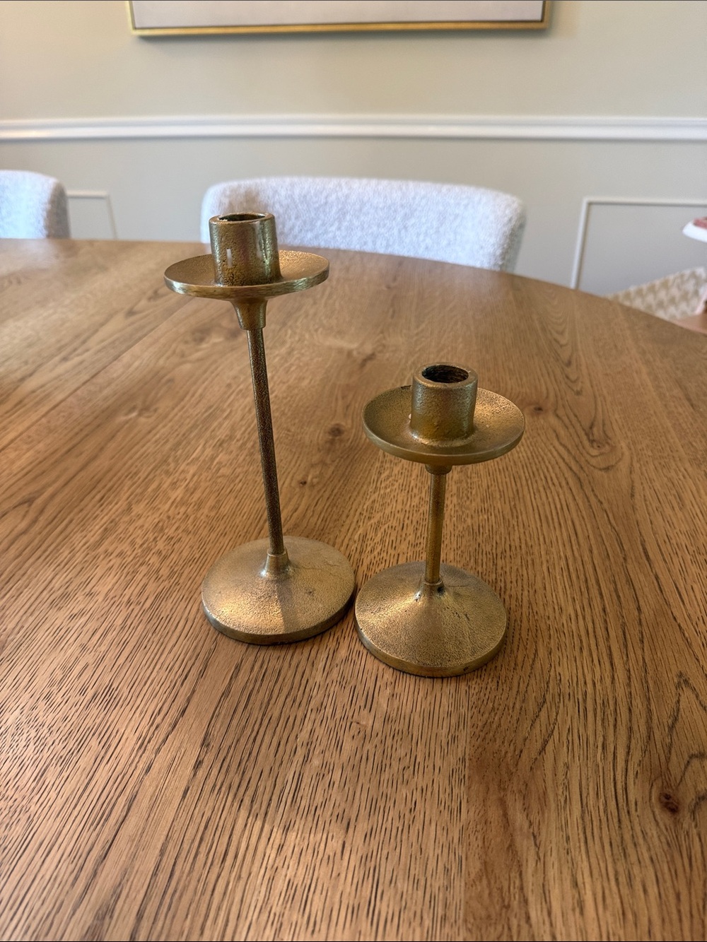 Studio McGee Metallic Gold Textured Candlestick Pair